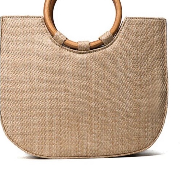 Summer straw bag with wooden handle | New - Picture 2 of 9